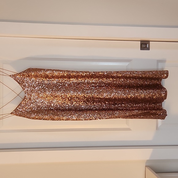 Zara XS Rose gold sequin midi slip dress - Picture 4 of 16